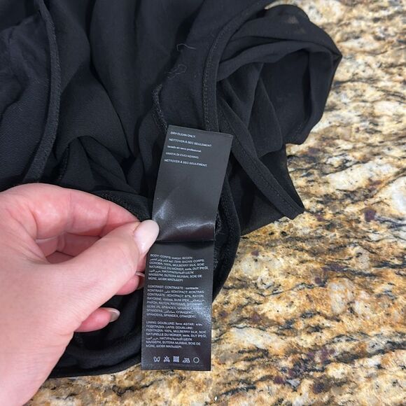 Bebe Elegant Black Chiffon Silk Sleeveless V-neck Bodysuit Size XS - Picture 5 of 7